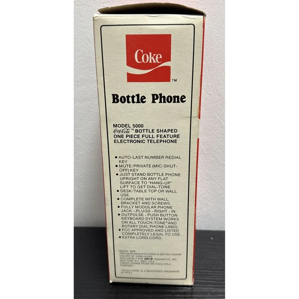 NIB Vintage 1983 Coca-Cola Bottle Landline Phone Coke Telephone Original Box F/S